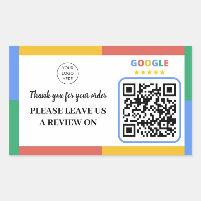Sticker Rectangulaire Évaluation d'entreprise avec Google Avis Code QR (Devant)