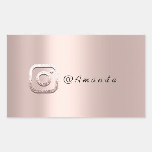 Sticker Rectangulaire Événement Rose de maquillage minimal Instagra Logo