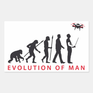 Sticker Rectangulaire évolution de l'homme contrôlant le drone