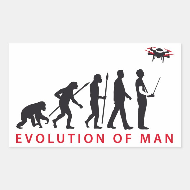 Sticker Rectangulaire évolution de l'homme contrôlant le drone (Devant)