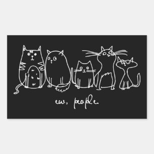 Sticker Rectangulaire Ew, Les Gens Drôle Amoureux de les chats Meowy