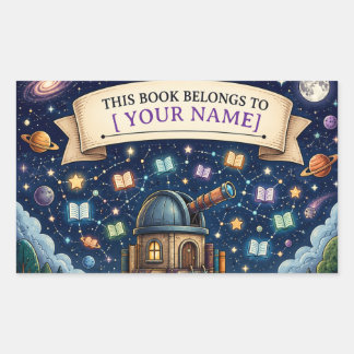 Sticker Rectangulaire Ex-libris de lecture personnalisé pour enfants