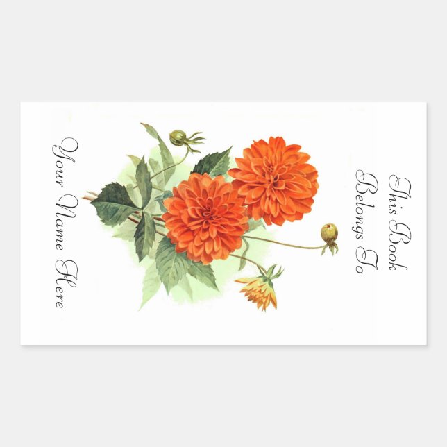 Sticker Rectangulaire Ex-libris floral (Devant)