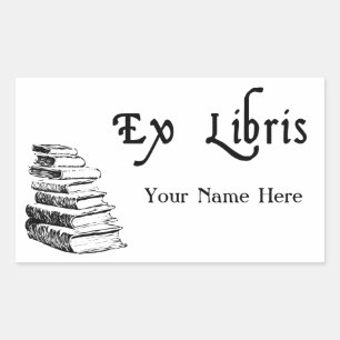 Sticker Rectangulaire Ex Libris Livres Vintages Plaque personnalisée