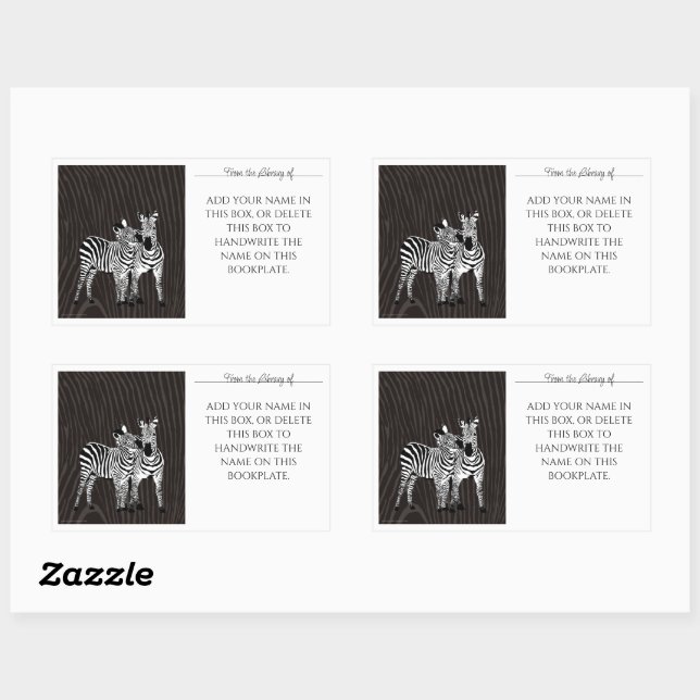 Sticker Rectangulaire Ex-libris Zebra Play (Feuille)