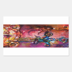 Sticker Rectangulaire EXCALIBUR épée magique, Imaginaire jaune rouge