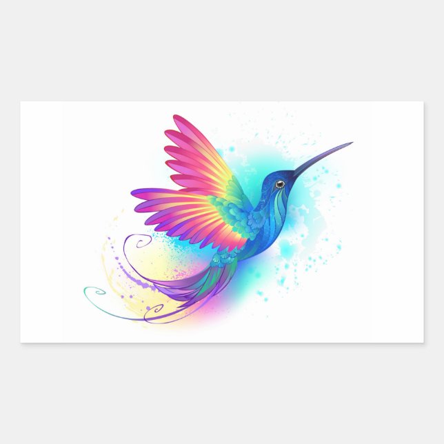Sticker Rectangulaire Exotic Rainbow Hummingbird (Devant)