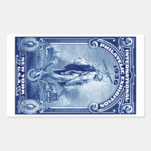 Sticker Rectangulaire Expo Philatélique Internationale de New York 1936