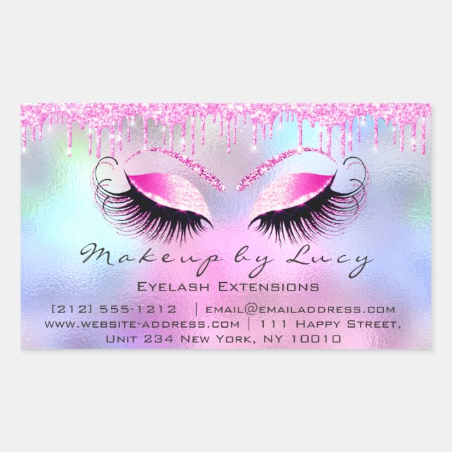 Sticker Rectangulaire Eyelash Extension Maquillage Artiste Drives Rose F (Devant)
