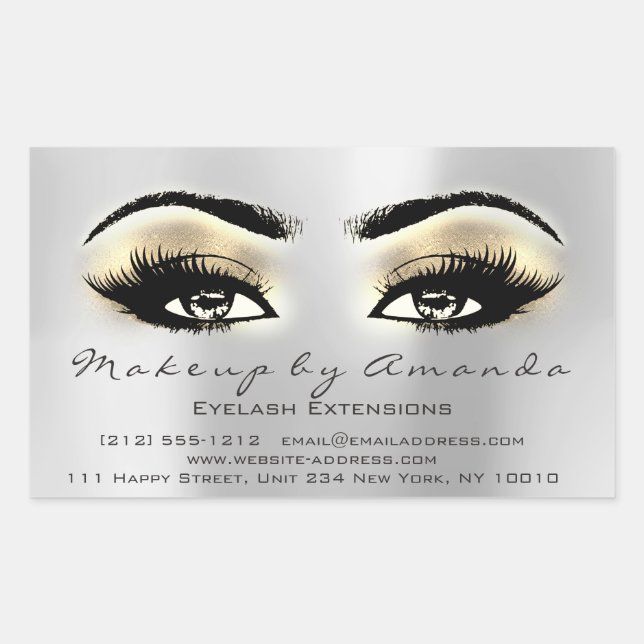 Sticker Rectangulaire Eyelash Extension maquillage Beauté Browns Gris Ar (Devant)