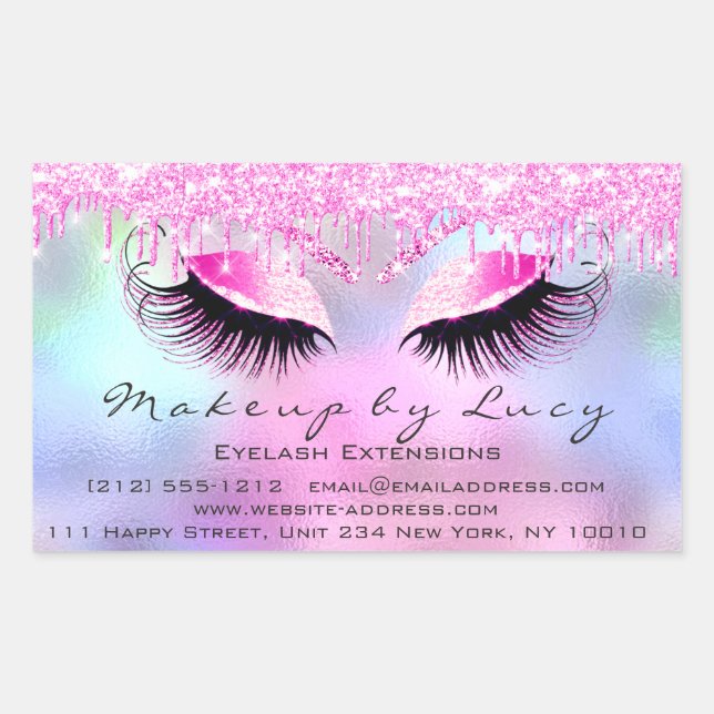 Sticker Rectangulaire Eyelash Extension Maquillage Beauté Salon Déchets  (Devant)