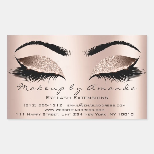 Sticker Rectangulaire Eyelash Extension Maquillage Beauté Salon Microbla (Devant)