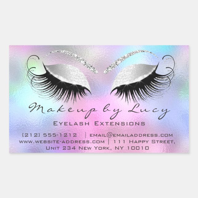 Sticker Rectangulaire Eyelash Extension Maquillage Beauté Salon rose Gre (Devant)
