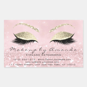 Sticker Rectangulaire Eyelash Extension Maquillage Beauté Salon Rose Or1