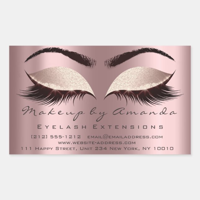 Sticker Rectangulaire Eyelash Extension Maquillage Beauté Salon Spark Ro (Devant)