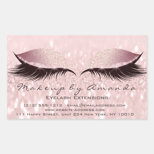 Sticker Rectangulaire Eyelash Extension Maquillage rose Artiste Beauty S (Devant)