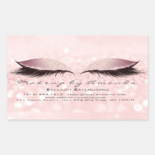 Sticker Rectangulaire Eyelash Extension Maquillage Salon de Beauté rose 