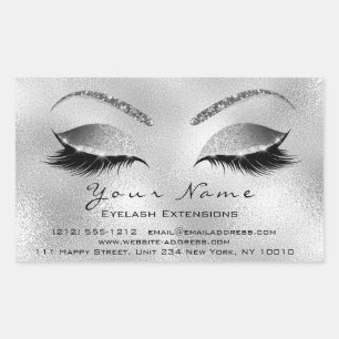 Sticker Rectangulaire Eyelash Extension Maquillage Salon de beauté Silve
