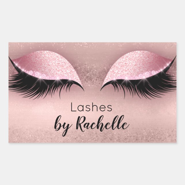 Sticker Rectangulaire Eyelash Lashes Maquillage rose (Devant)