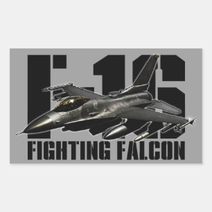 Sticker Rectangulaire F-16 Faucon combattant