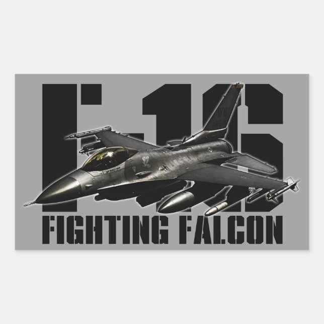 Sticker Rectangulaire F-16 Faucon combattant (Devant)