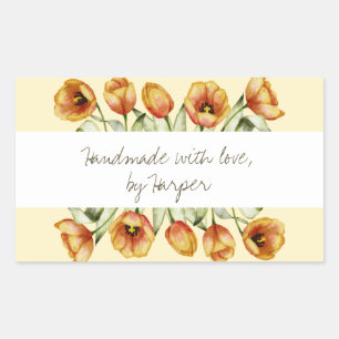 Sticker Rectangulaire Fabriqué à la main avec amour tulip produire autoc