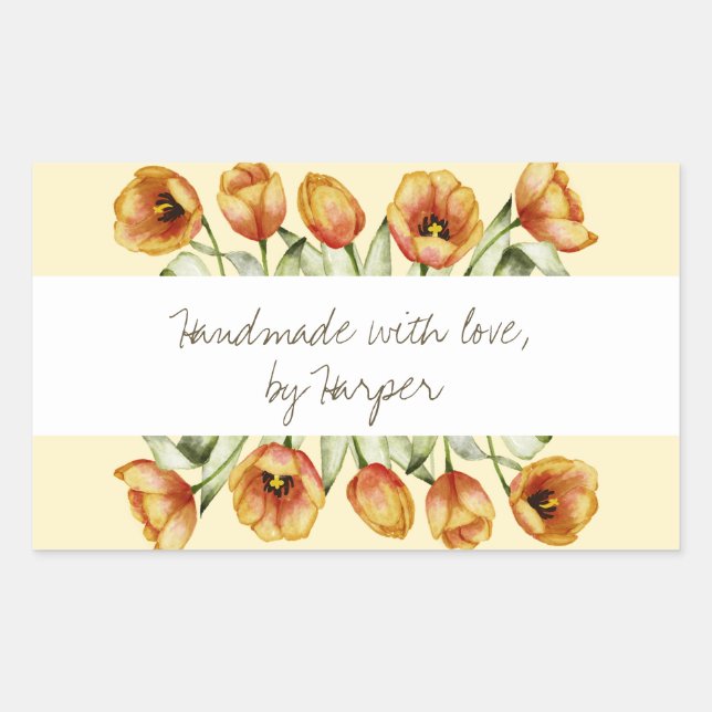 Sticker Rectangulaire Fabriqué à la main avec amour tulip produire autoc (Devant)
