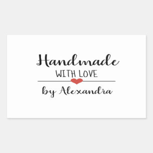 Sticker Rectangulaire Fabriqué à la main avec un script blanc d'amour