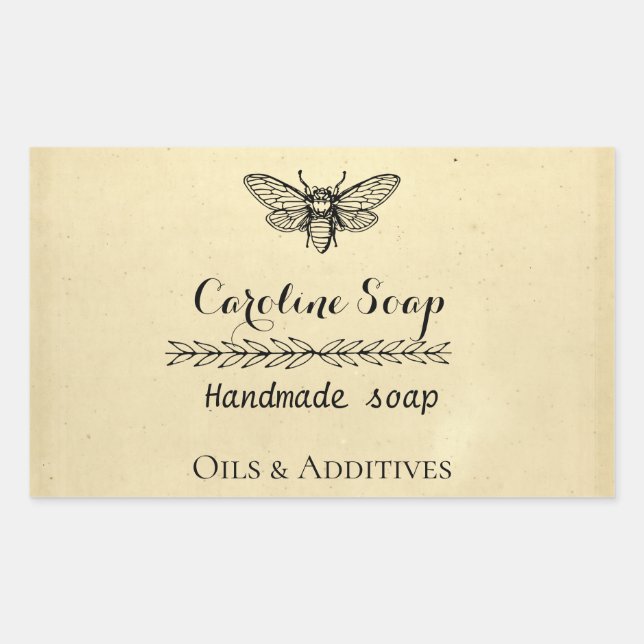 Sticker Rectangulaire Fabriqué à la main HONEY BEE (Devant)