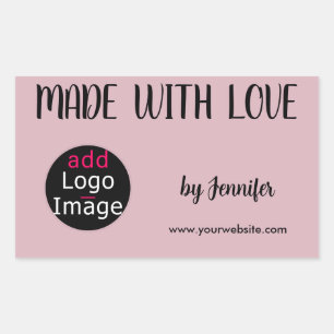 Sticker Rectangulaire Fabriqué Avec Amour Professionnel Dusty Rose Rose