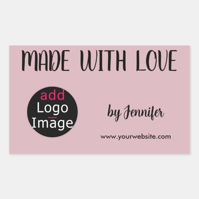 Sticker Rectangulaire Fabriqué Avec Amour Professionnel Dusty Rose Rose (Devant)