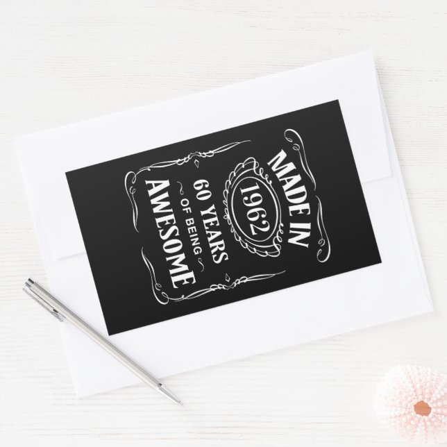 Sticker Rectangulaire Fabriqué en 1962 60 ans d'être génial anniversaire (Enveloppe)