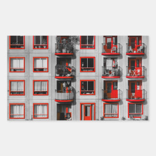 Sticker Rectangulaire Façade Rouge Zuidoost Balcon Bâtiment Photographie
