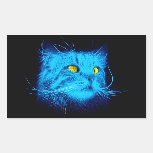 Sticker Rectangulaire Face de chat bleu (Devant)