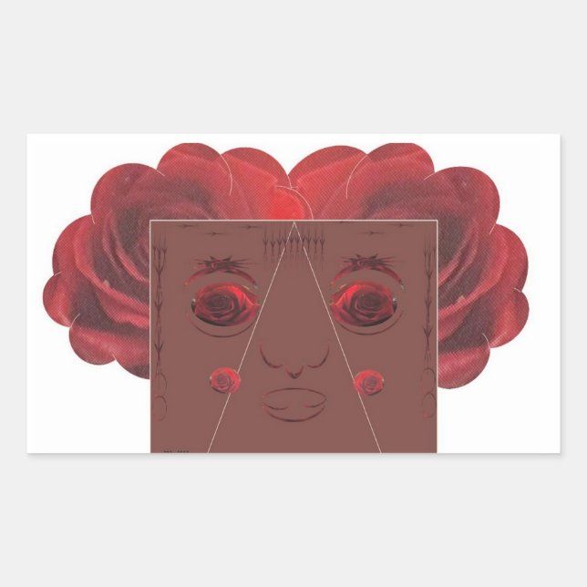 Sticker Rectangulaire Face de roses rouges. (Devant)