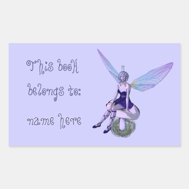 Sticker Rectangulaire Fairy Bookplate - rectangulaire (Devant)
