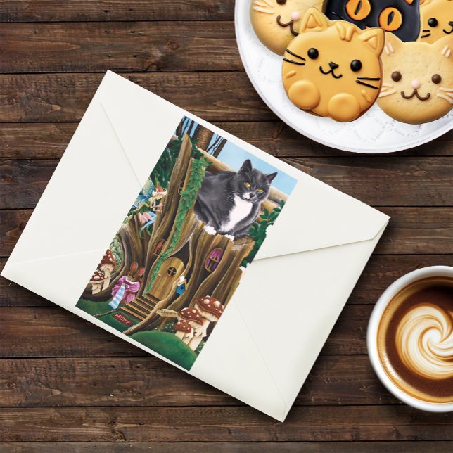 Sticker Rectangulaire Fairy House Garden Chat (Créateur téléchargé)