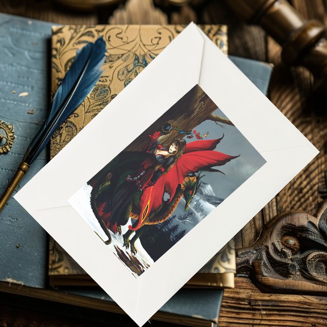 Sticker Rectangulaire Fairy Red Dragon Imaginaire printemps (Créateur téléchargé)