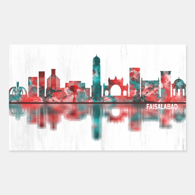 Sticker Rectangulaire Faisalabad Pakistan Skyline (Devant)