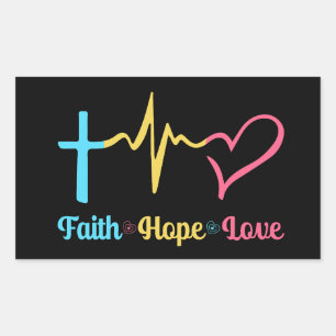 Sticker Rectangulaire Faith Hope Love Hearts