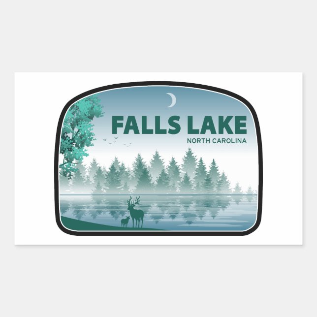 Sticker Rectangulaire Falls Lake North Carolina Deer (Devant)