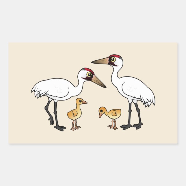 Sticker Rectangulaire Famille de grues blanches (Devant)