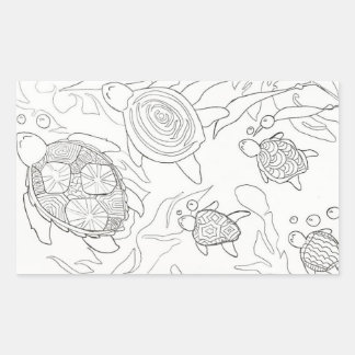 Sticker Rectangulaire Famille de tortues me colore