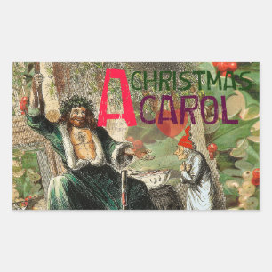 Sticker Rectangulaire Fantôme de Noël Illustration actuelle Scrooge