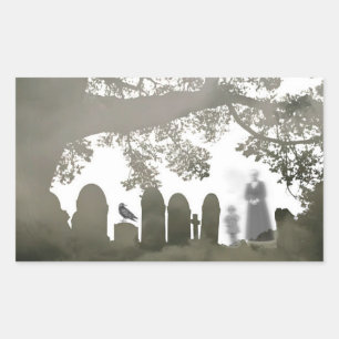 Sticker Rectangulaire Fantômes dans un cimetière
