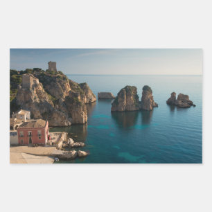 Sticker Rectangulaire Faraglioni et Tonnara à Scopello, Sicile