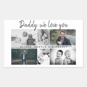 Sticker Rectangulaire Father with Kids and Family Dad Photo Collage