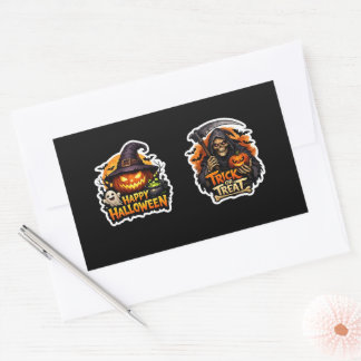 Sticker Rectangulaire 💀🎃 Faucheuse sinistre hantée – Halloween terrifi