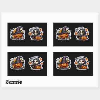 Sticker Rectangulaire 💀🎃 Faucheuse squelette Halloween Trick or Treat