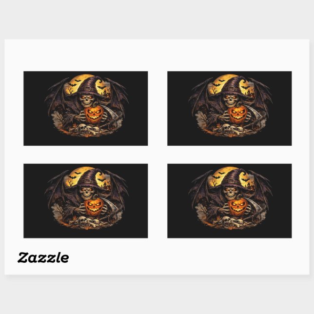 Sticker Rectangulaire 💀🎃 Faucheuse terrifiante Halloween – Horreur som (Feuille)